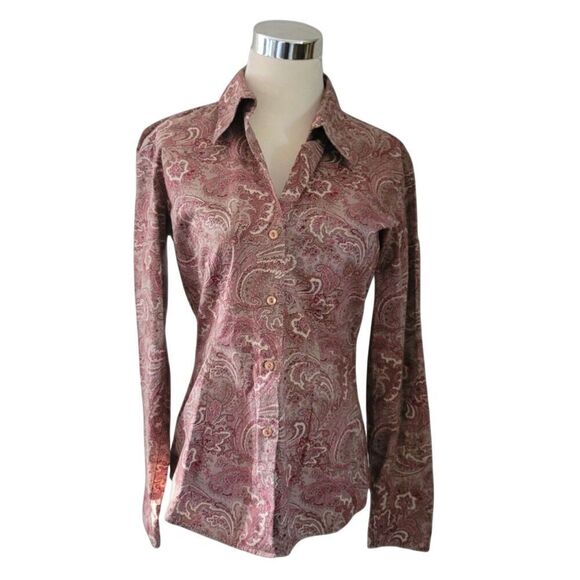 New York Company Pink Mauve Paisley Button Down Top Size S - Picture 2 of 7